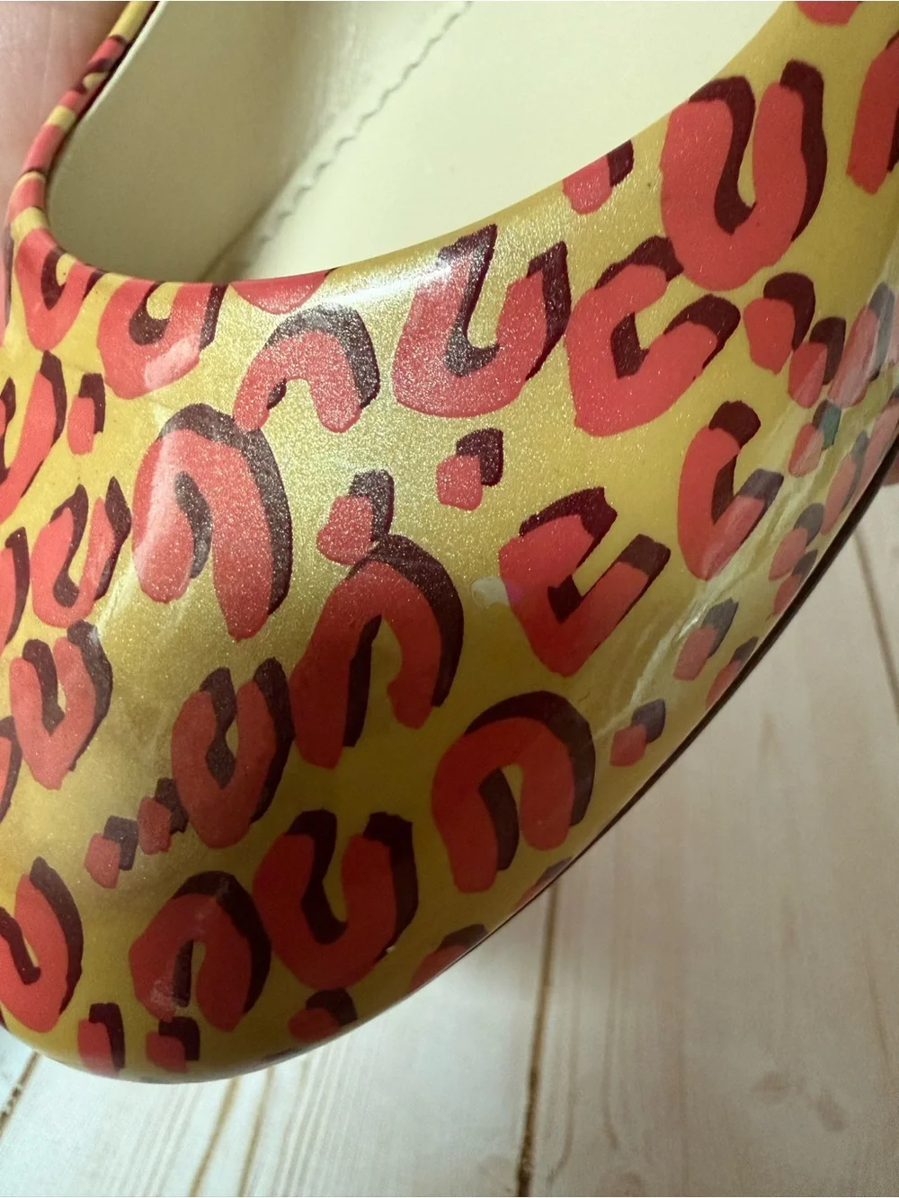 Louis Vuitton Leopard Print Patent Leather Ballet Flat Blanc Corail Sz 39 / 9